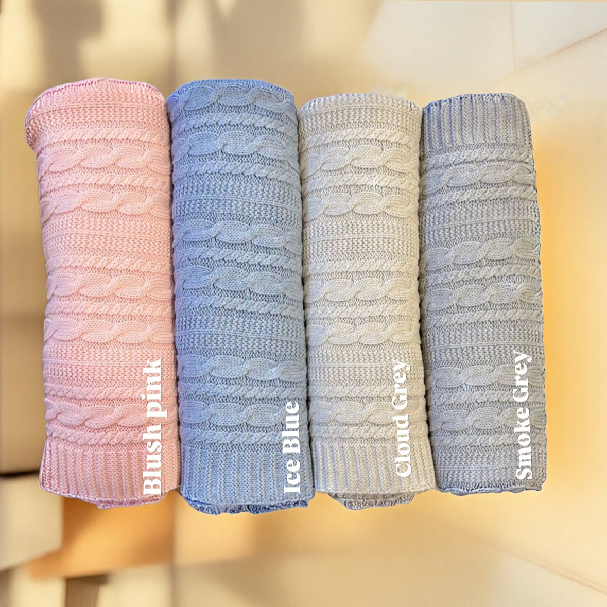 Pure Snug Cable Knit Cotton Blankets