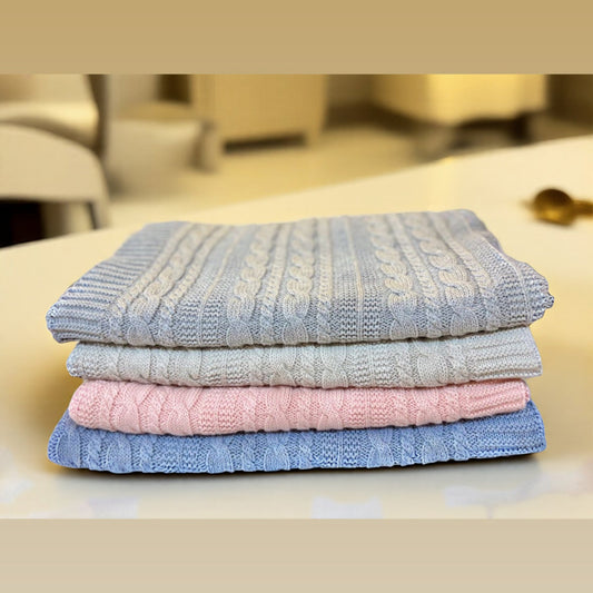 Pure Snug Cable Knit Cotton Blankets