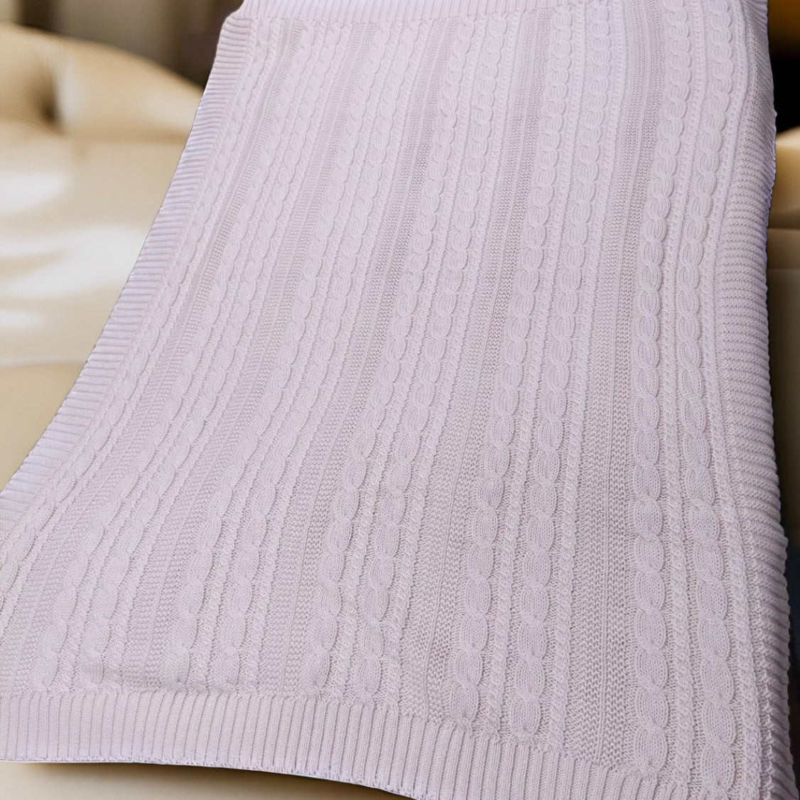 Pure Snug Cable Knit Cotton Blankets