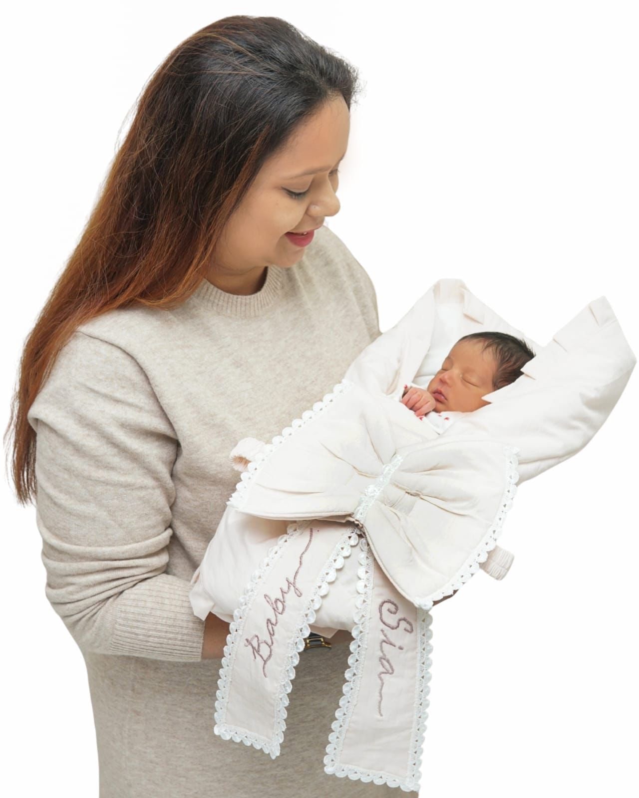 Organic Cotton Baby Carry Nest & Wrap | Personalised Newborn Carrier | GOTS Certified Gift