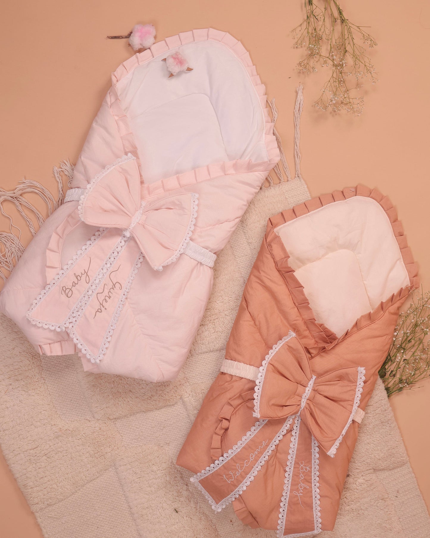 Organic Cotton Baby Carry Nest & Wrap | Personalised Newborn Carrier | GOTS Certified Gift